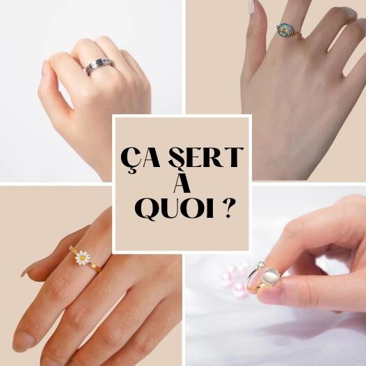 Bague Antistress En Acier Inoxydable Avec Perles - Taille Réglable 54-60 - Or 18K, Or Rose Ou Argent