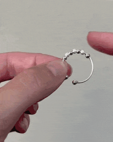 Bague Anti-stress En Argent 925 à Perles Tournantes - Taille Réglable Femme - Cadeau Zen