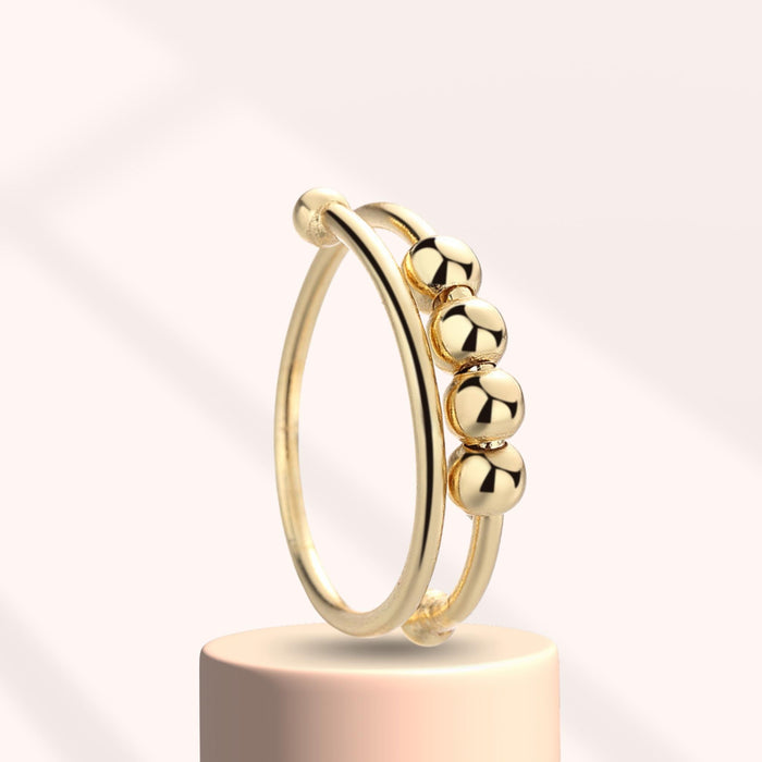 PERIMADE - Bague Anti-Stress Tournante En Argent 925 Plaqué Or, Avec Opale Et Zirconium, Taille Réglable